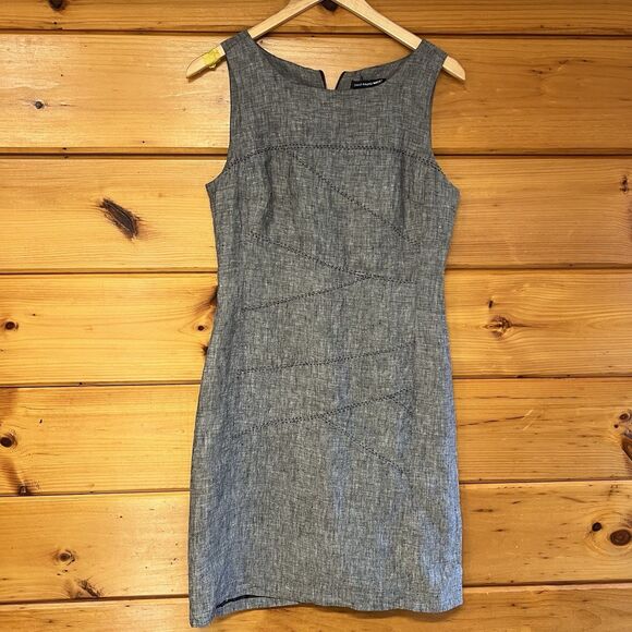 Saint Tropez West Washable Linen Sleeveless Sheath Dress Sz 6 Gray - Picture 1 of 5
